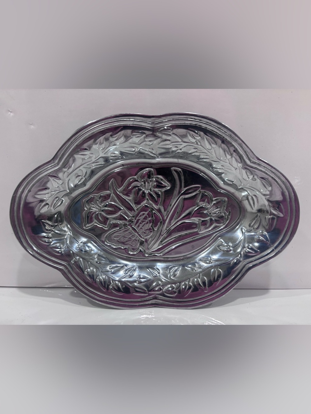 Lenox Butterfly Meadow 6.5” X9" Small Metal Serving Tray Serveware Floral Lily